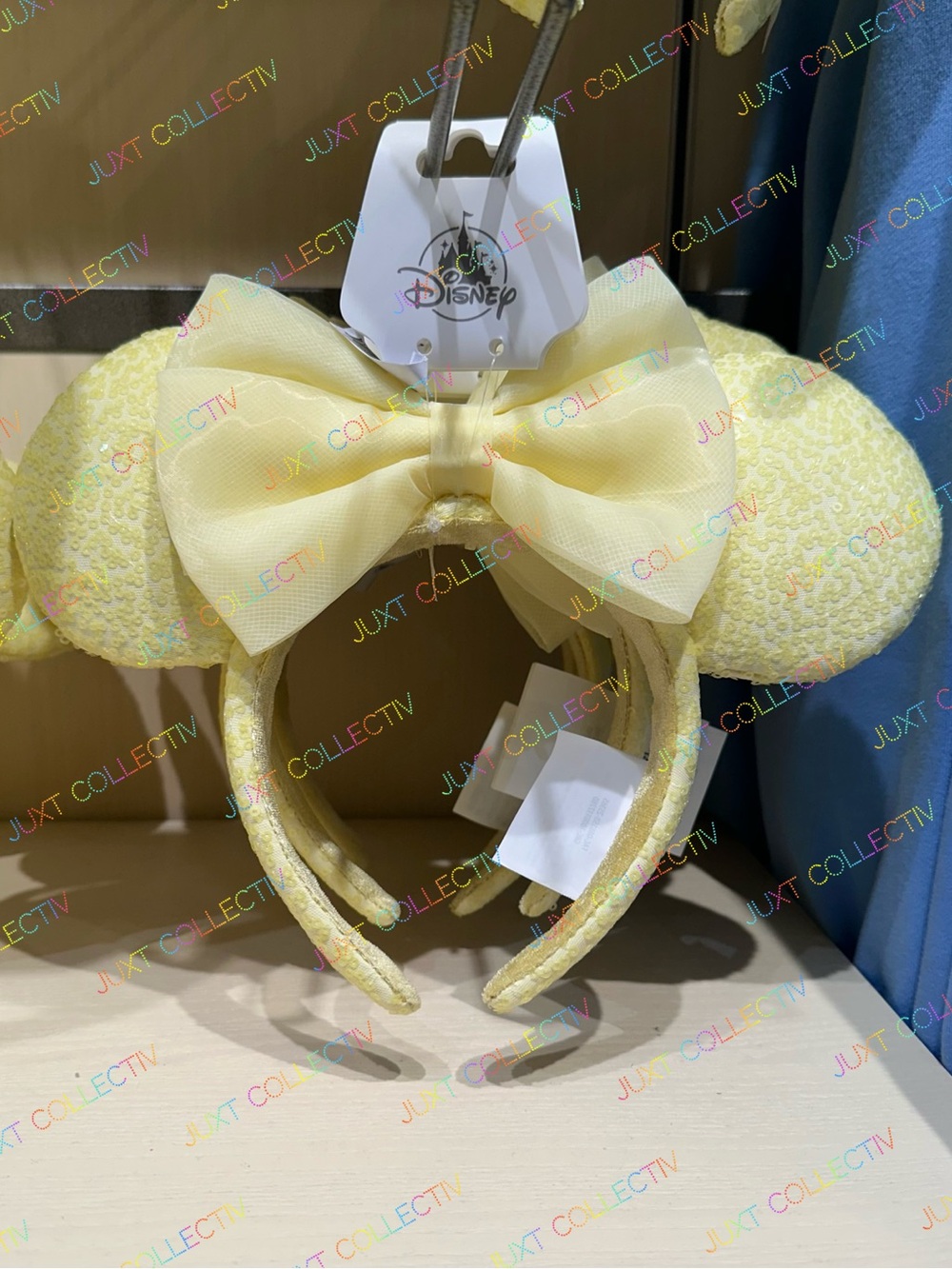 Disney Parks Disneyland Sequin Butter Yellow  Minnie Ears Headband